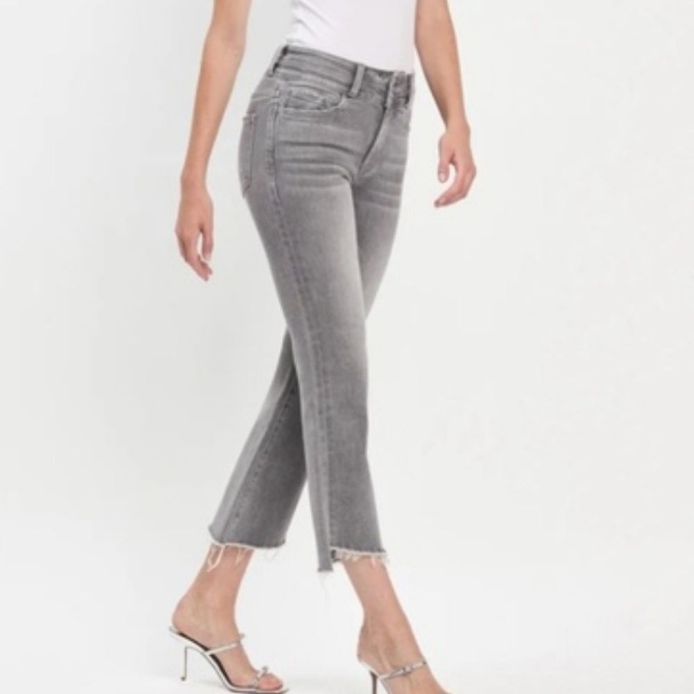 VERVET Renato - High Rise Raw Slant Hem Mini Bootcut Jeans Size 29